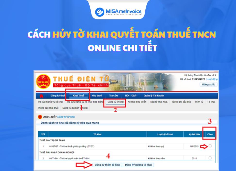 Cách hủy tờ khai quyết toán thuế TNCN online CHI TIẾT