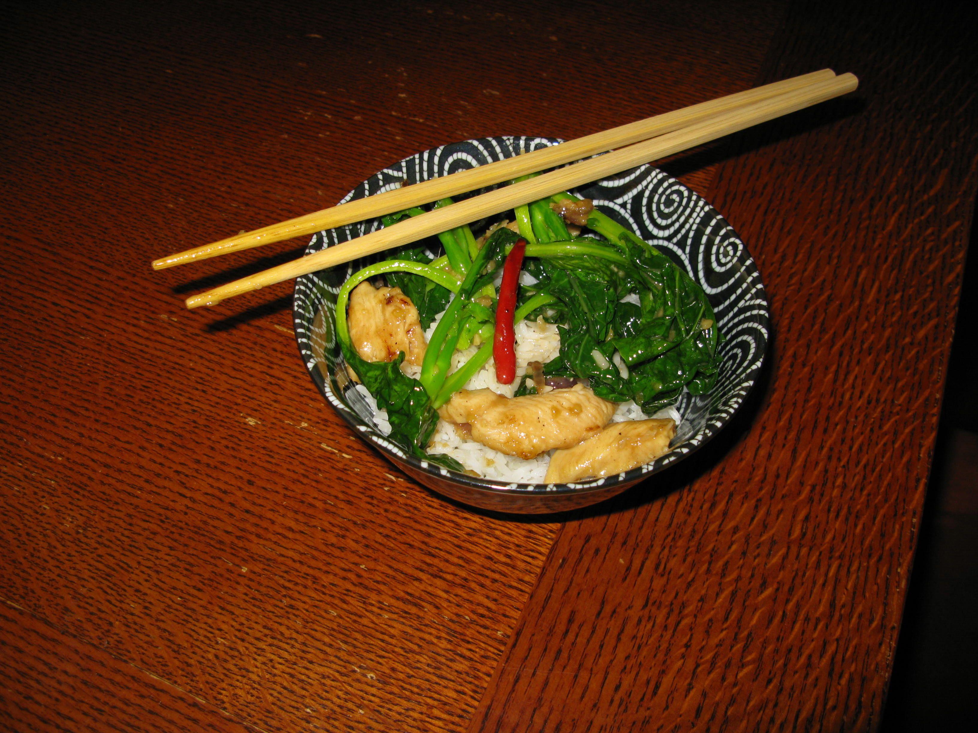 Tigers & Strawberries » Baby Gai Lan With Chicken and Chilies