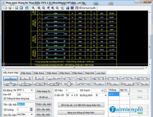 Phần mềm thống kê cốt thép TIP