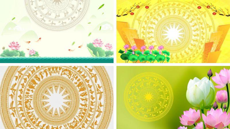 Tuyển tập hình nền Powerpoint trống đồng hoa sen và hoa sen đẹp, ý nghĩa