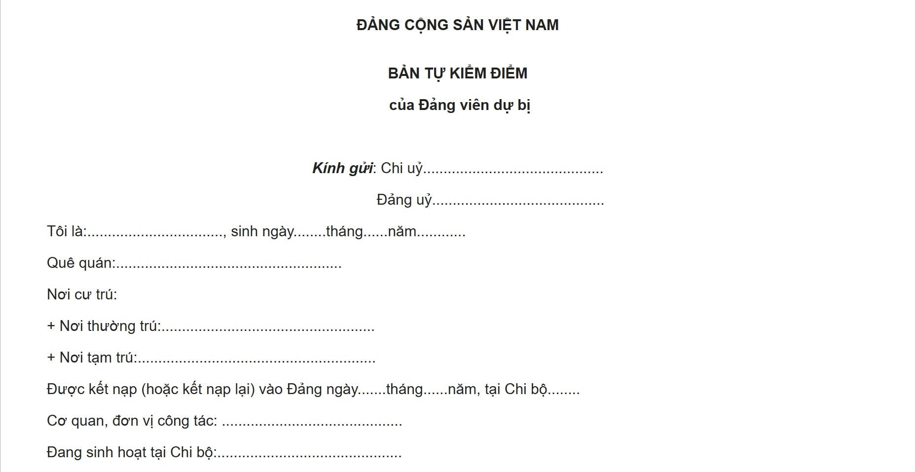 Hướng dẫn viết bản tự kiểm điểm Đảng viên dự bị mới nhất