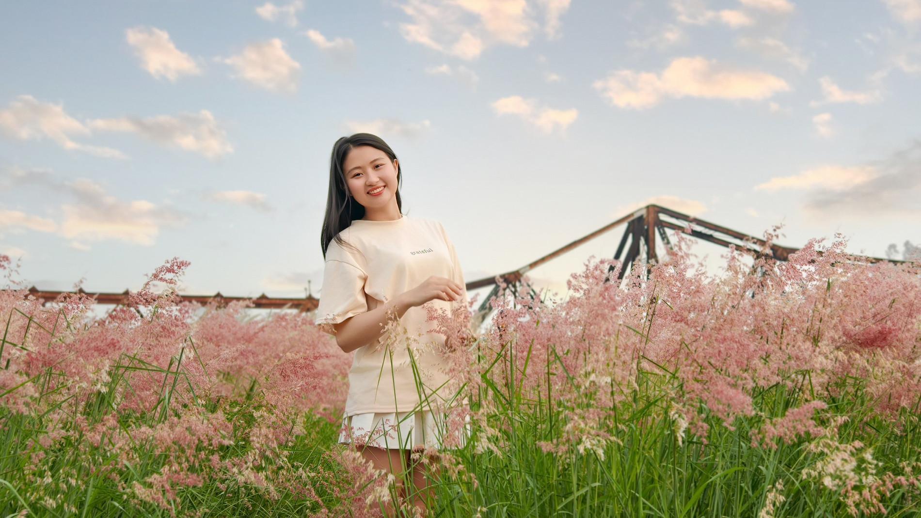 Bãi cỏ hồng giữa lòng Hà Nội đẹp thơ mộng không kém Đà Lạt, hút khách chụp ảnh