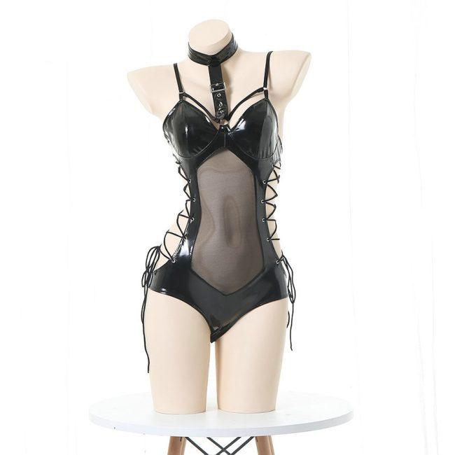 Đồ Ngủ Bodysuit Da Bóng Nóng Bỏng Khiêu Gợi IVY023