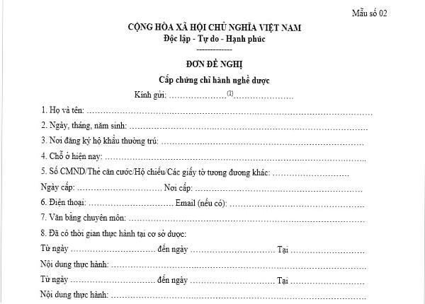 Mẫu đơn và hướng dẫn khai hồ sơ xin cấp chứng chỉ hành nghề Dược