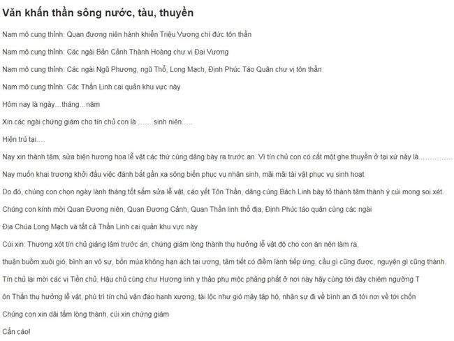 3cúng văn khấn ghe thuyền tàu đi biển/ bà cậu thần sông nước